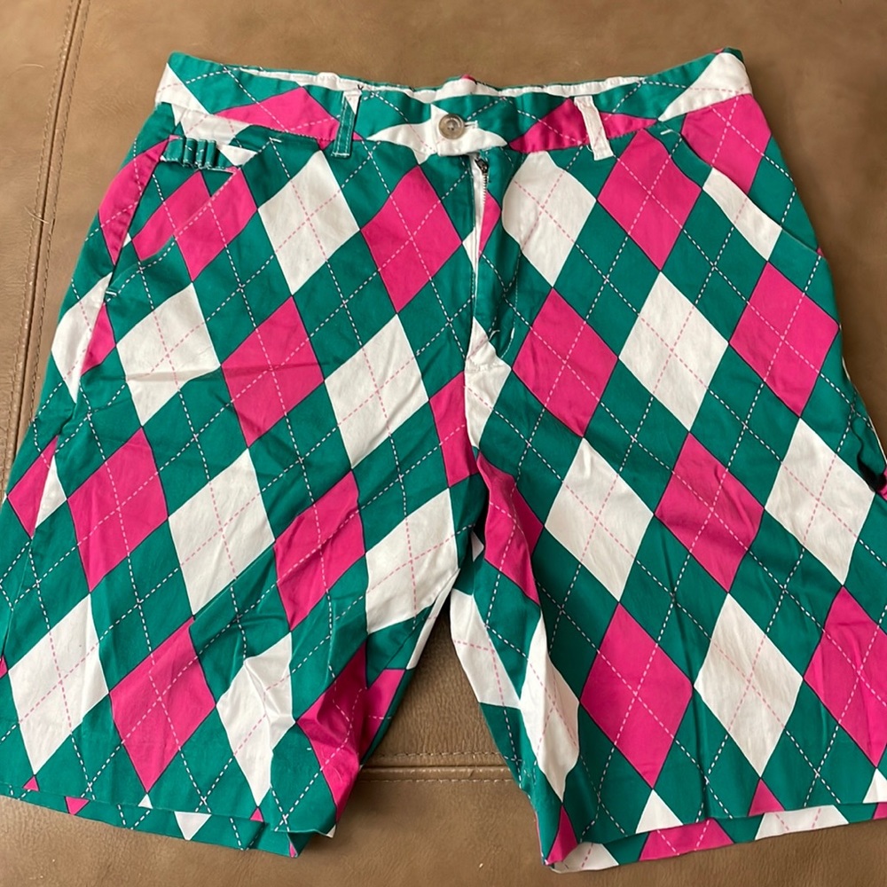 Royal & Awesome golf shorts, size 34, argyle